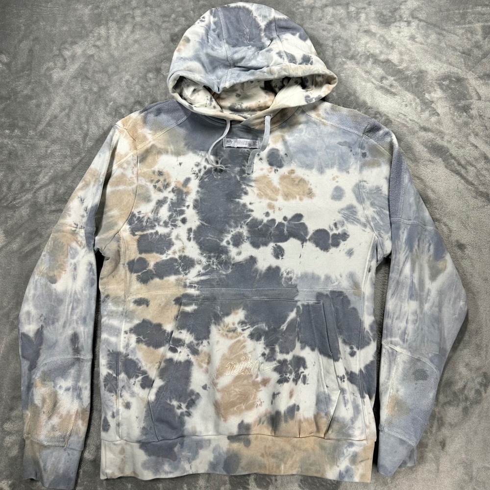 Nike Sportswear Club Fleece Tie Dye Hoodie Blue Grey Tan DO6186-493 Mens M